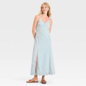 Denim Maxi Dress Tie Back